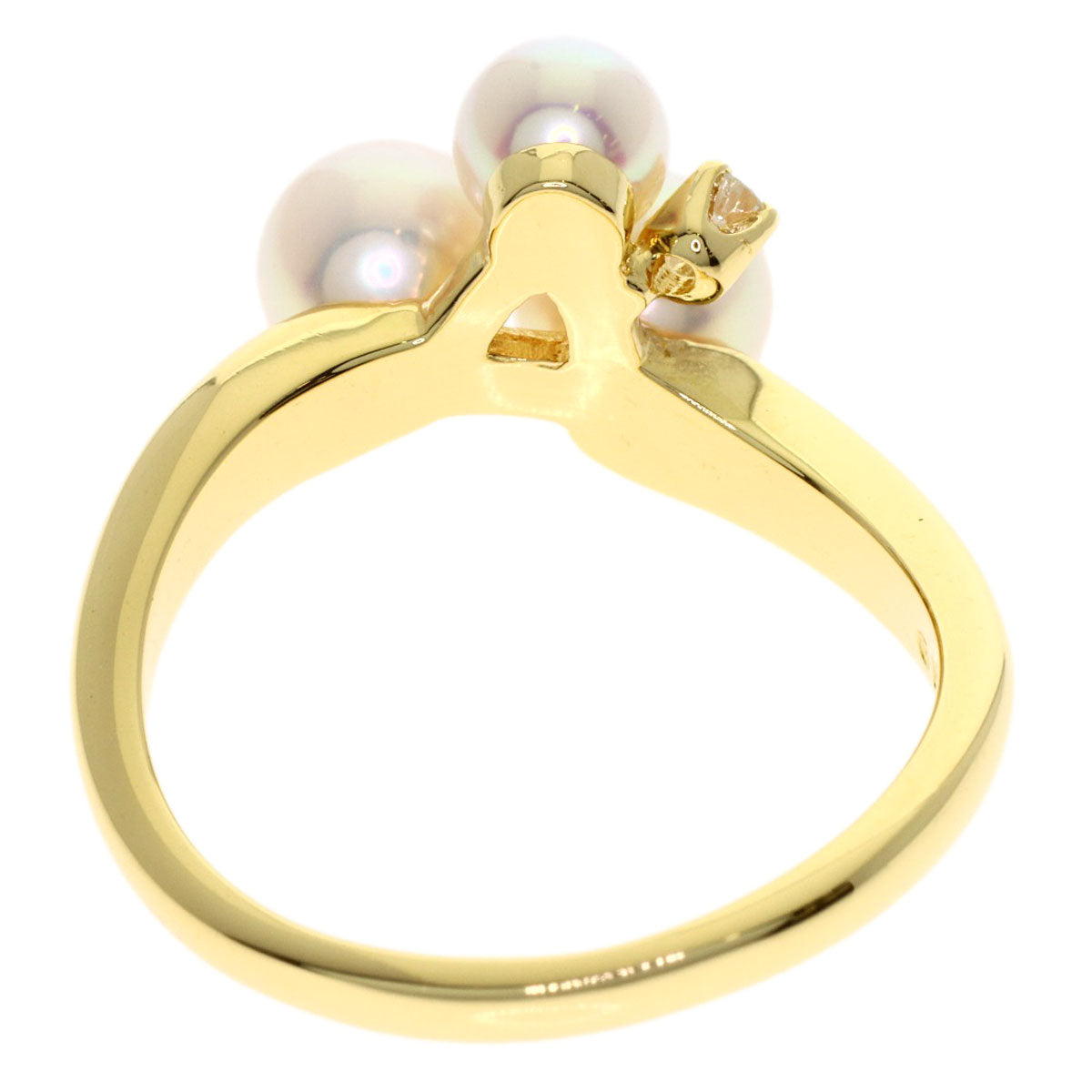 MIKIMOTO Pearl Pearl Diamond Ring K18 Yellow Gold Ladies [Used]