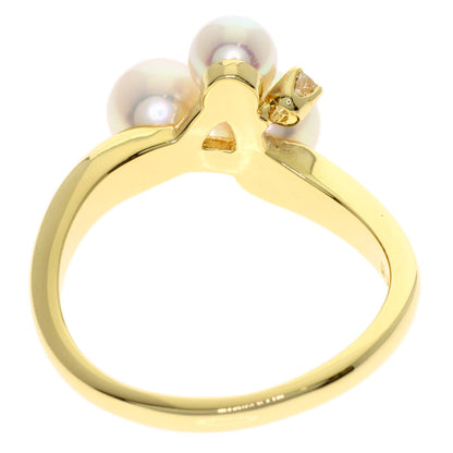 MIKIMOTO Pearl Pearl Diamond Ring K18 Yellow Gold Ladies [Used]