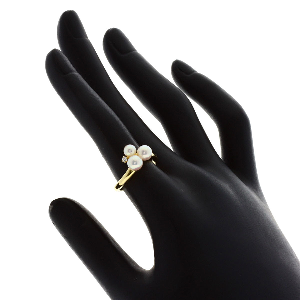 MIKIMOTO Pearl Pearl Diamond Ring K18 Yellow Gold Ladies [Used]