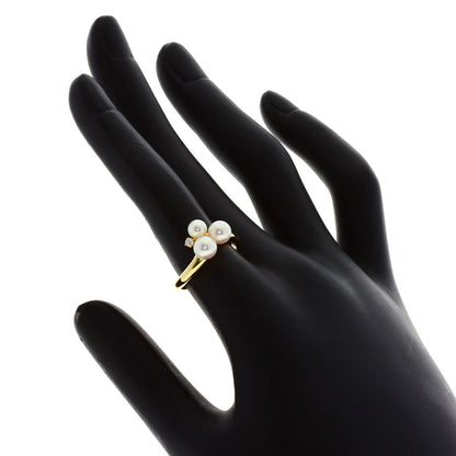 MIKIMOTO Pearl Pearl Diamond Ring K18 Yellow Gold Ladies [Used]