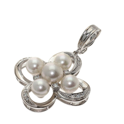 MIKIMOTO Pearl Pearl Diamond Pendant top K18 White Gold Ladies [Used]