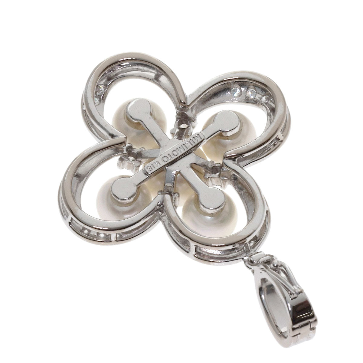 MIKIMOTO Pearl Pearl Diamond Pendant top K18 White Gold Ladies [Used]