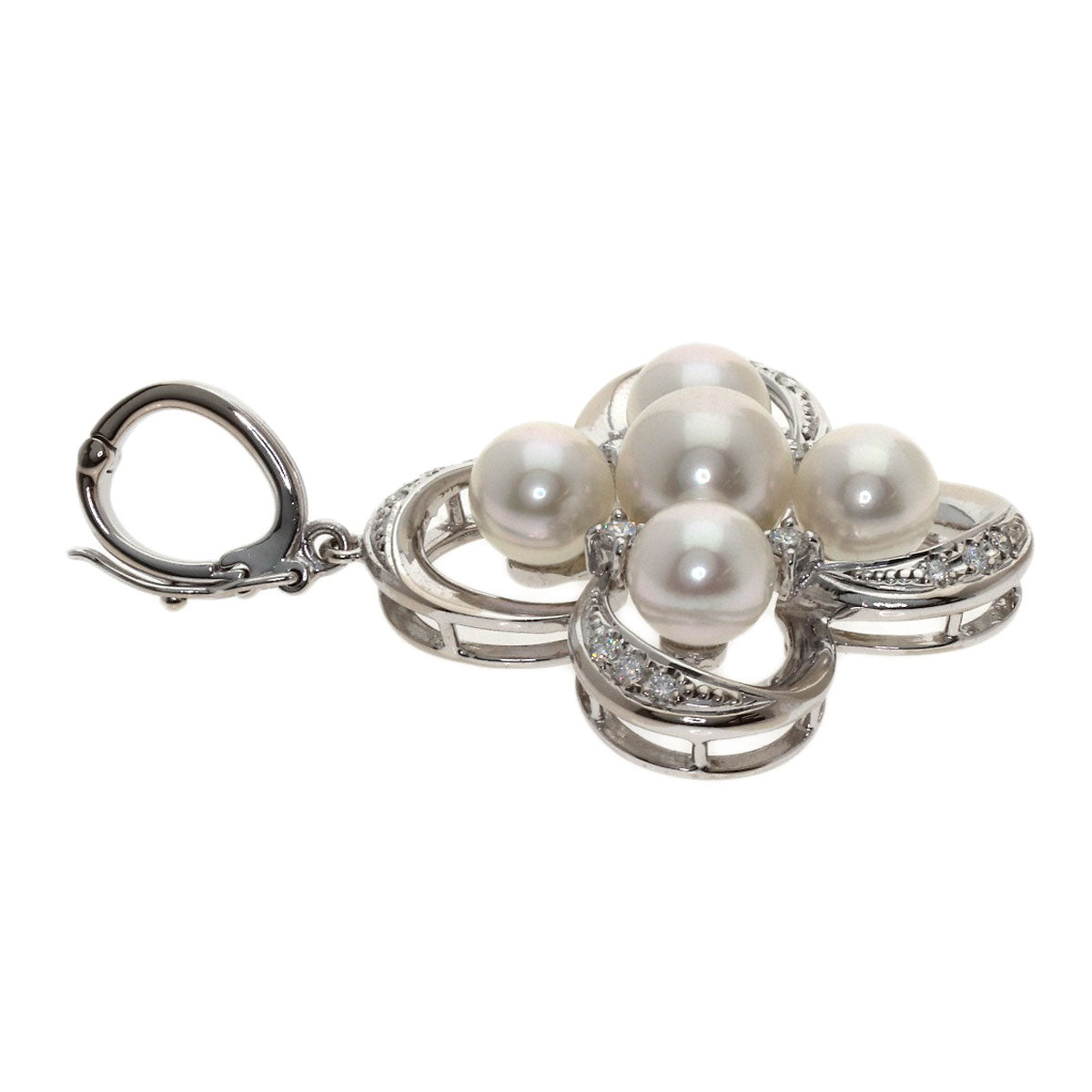MIKIMOTO Pearl Pearl Diamond Pendant top K18 White Gold Ladies [Used]