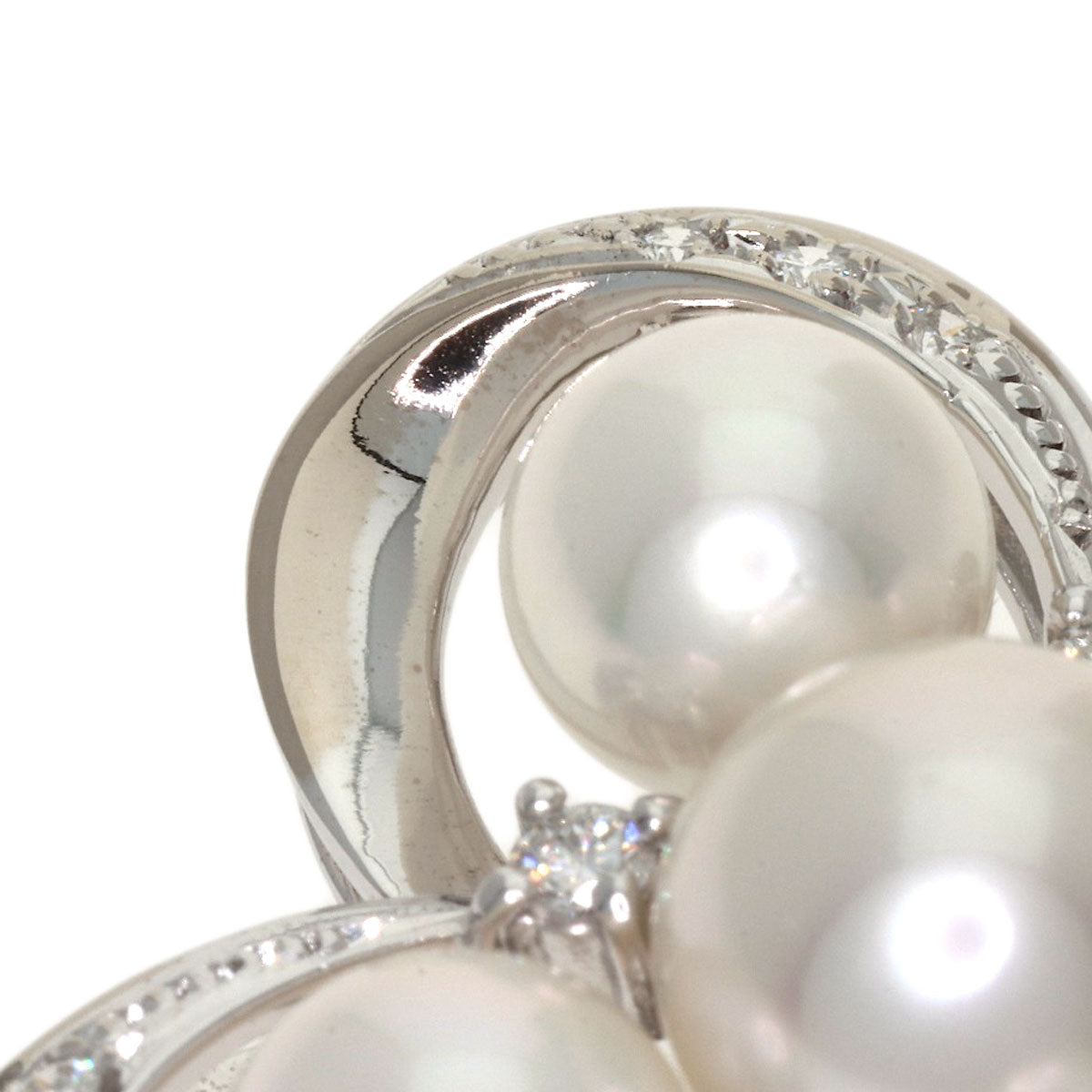 MIKIMOTO Pearl Pearl Diamond Pendant top K18 White Gold Ladies [Used]