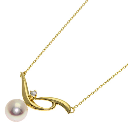 MIKIMOTO Pearl Pearl 1P Diamond Necklace K18 Yellow Gold Ladies [Used]