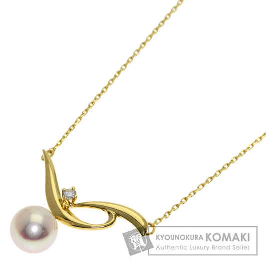 MIKIMOTO Pearl Pearl 1P Diamond Necklace K18 Yellow Gold Ladies [Used]