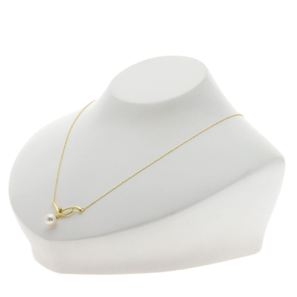 MIKIMOTO Pearl Pearl 1P Diamond Necklace K18 Yellow Gold Ladies [Used]