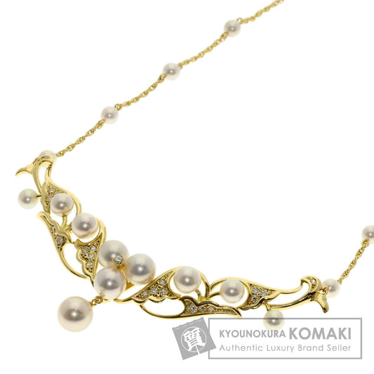 MIKIMOTO Pearl Pearl Diamond Necklace K18 Yellow Gold Ladies [Used]