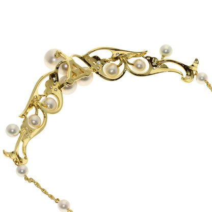 MIKIMOTO Pearl Pearl Diamond Necklace K18 Yellow Gold Ladies [Used]