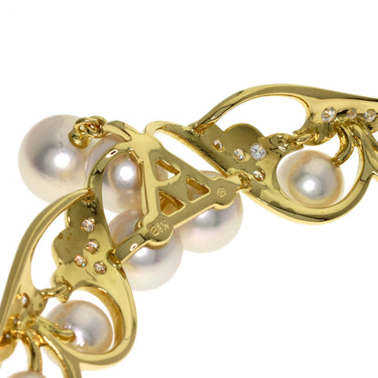 MIKIMOTO Pearl Pearl Diamond Necklace K18 Yellow Gold Ladies [Used]