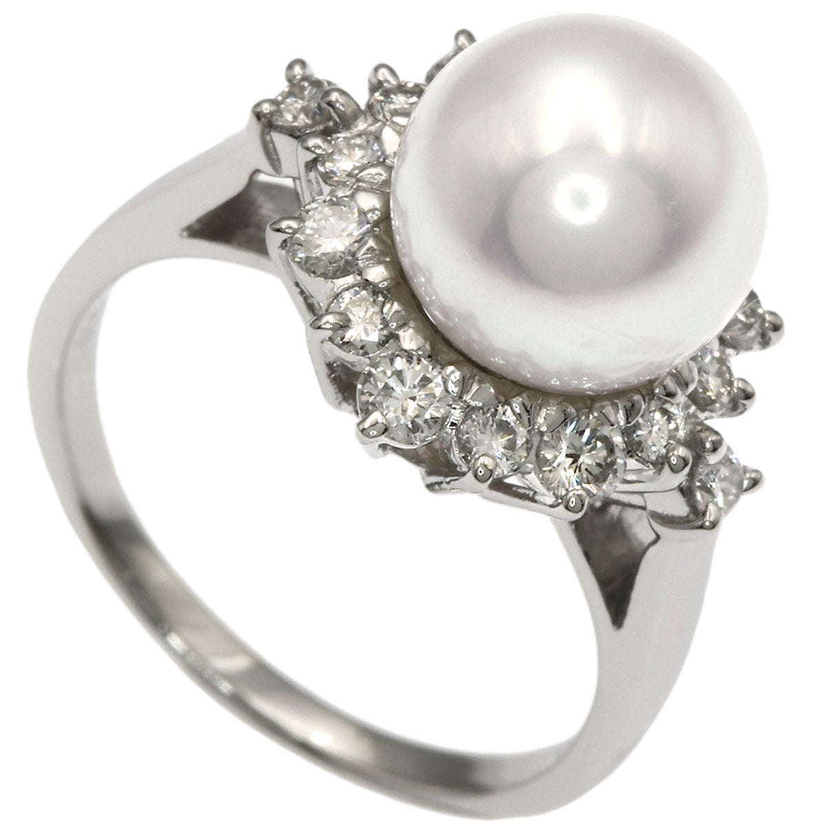MIKIMOTO Pearl Pearl Diamond Ring Platinum PT900 Ladies [Used]