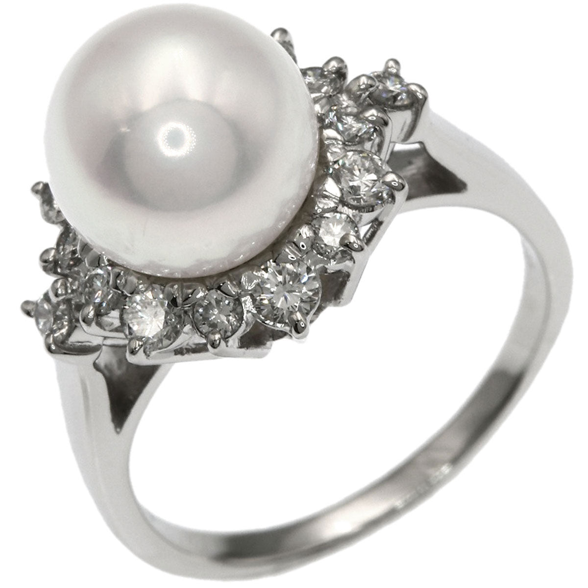 MIKIMOTO Pearl Pearl Diamond Ring Platinum PT900 Ladies [Used]