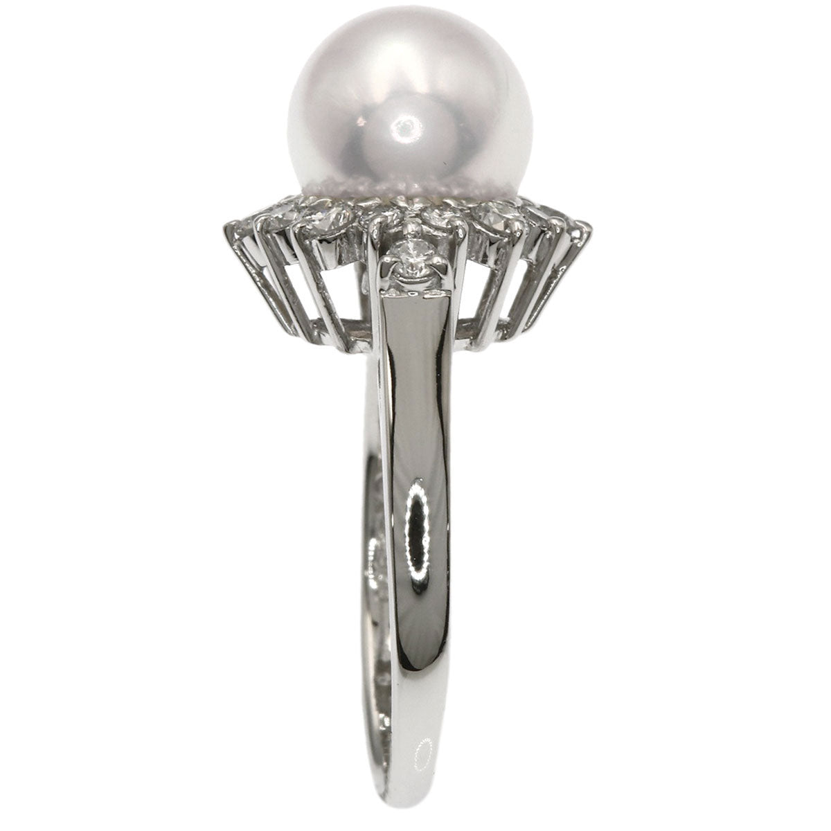 MIKIMOTO Pearl Pearl Diamond Ring Platinum PT900 Ladies [Used]