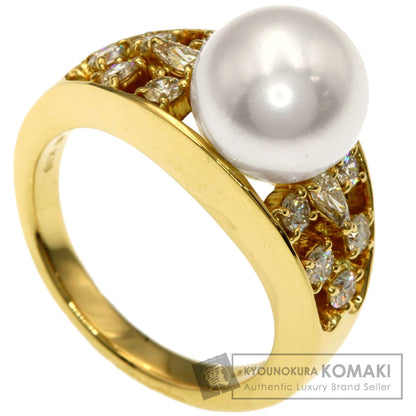 MIKIMOTO Pearl Pearl Diamond Ring K18 Yellow Gold Ladies [Used]
