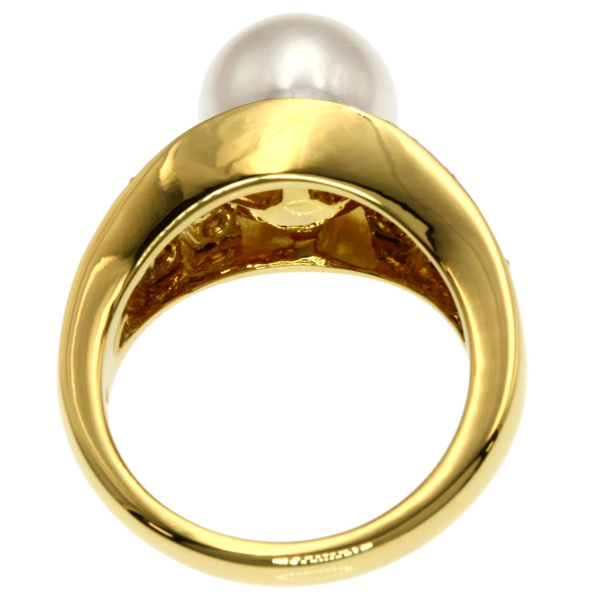 MIKIMOTO Pearl Pearl Diamond Ring K18 Yellow Gold Ladies [Used]