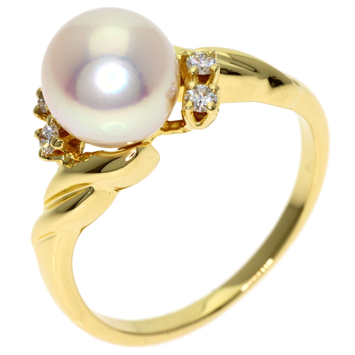 MIKIMOTO Pearl Pearl Diamond Ring K18 Yellow Gold Ladies [Used]