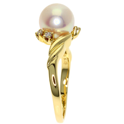 MIKIMOTO Pearl Pearl Diamond Ring K18 Yellow Gold Ladies [Used]