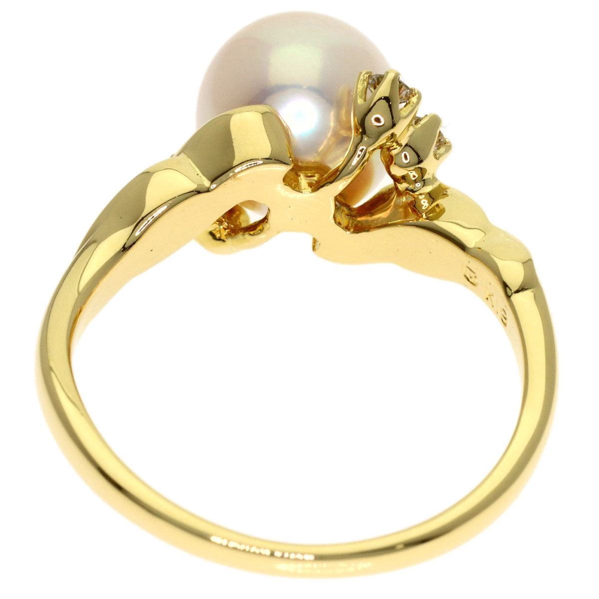 MIKIMOTO Pearl Pearl Diamond Ring K18 Yellow Gold Ladies [Used]