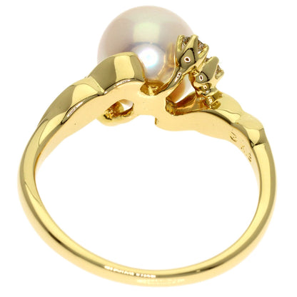 MIKIMOTO Pearl Pearl Diamond Ring K18 Yellow Gold Ladies [Used]
