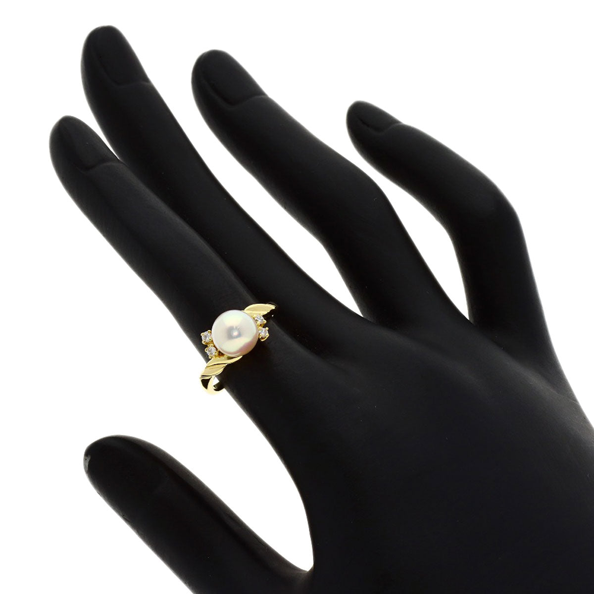 MIKIMOTO Pearl Pearl Diamond Ring K18 Yellow Gold Ladies [Used]