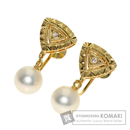 MIKIMOTO Pearl Pearl Diamond Earring K18 Yellow Gold Ladies [Used]