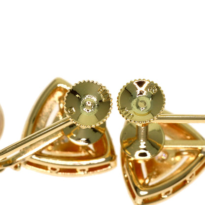 MIKIMOTO Pearl Pearl Diamond Earring K18 Yellow Gold Ladies [Used]