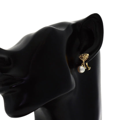 MIKIMOTO Pearl Pearl Diamond Earring K18 Yellow Gold Ladies [Used]