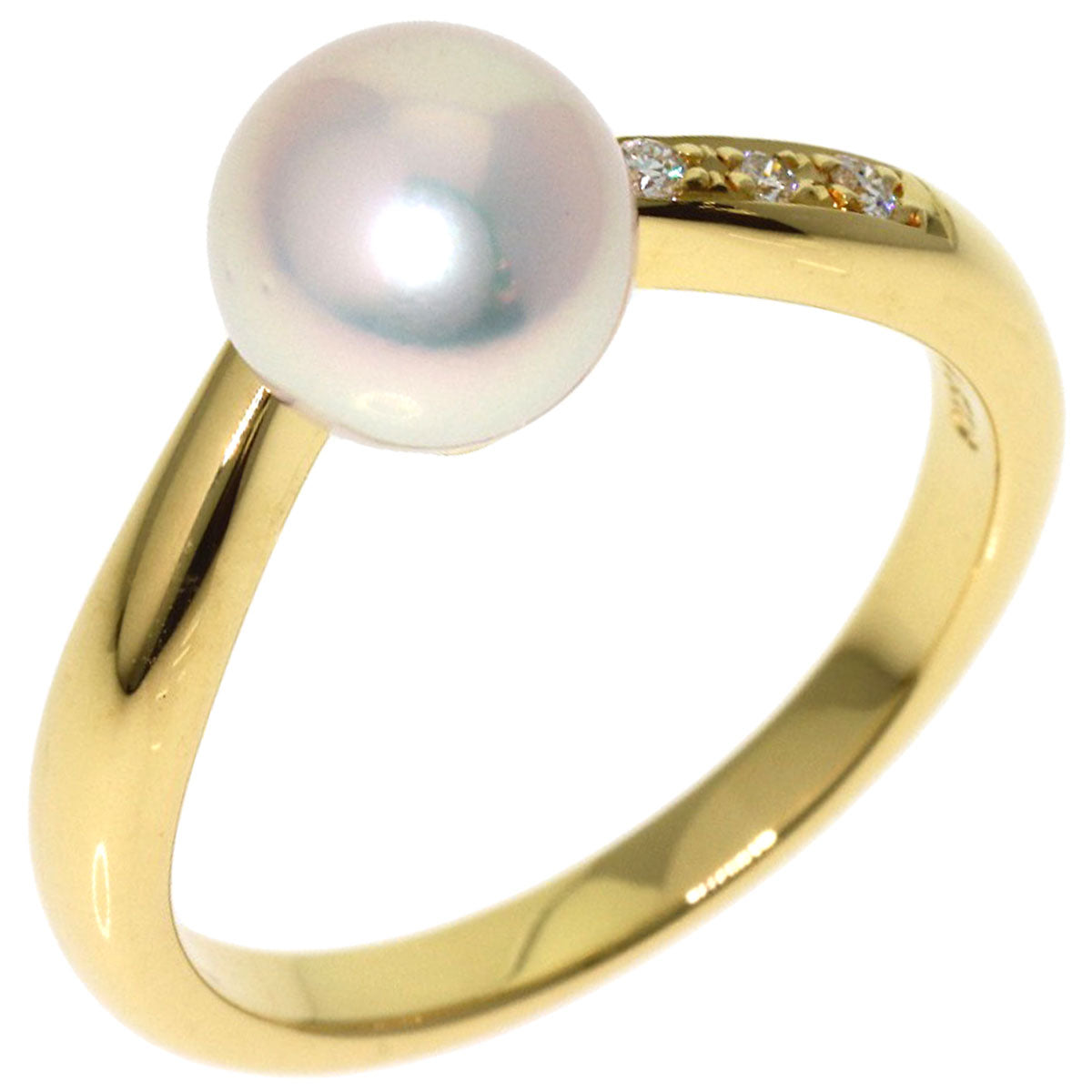MIKIMOTO Pearl Pearl Diamond Ring K18 Yellow Gold Ladies [Used]