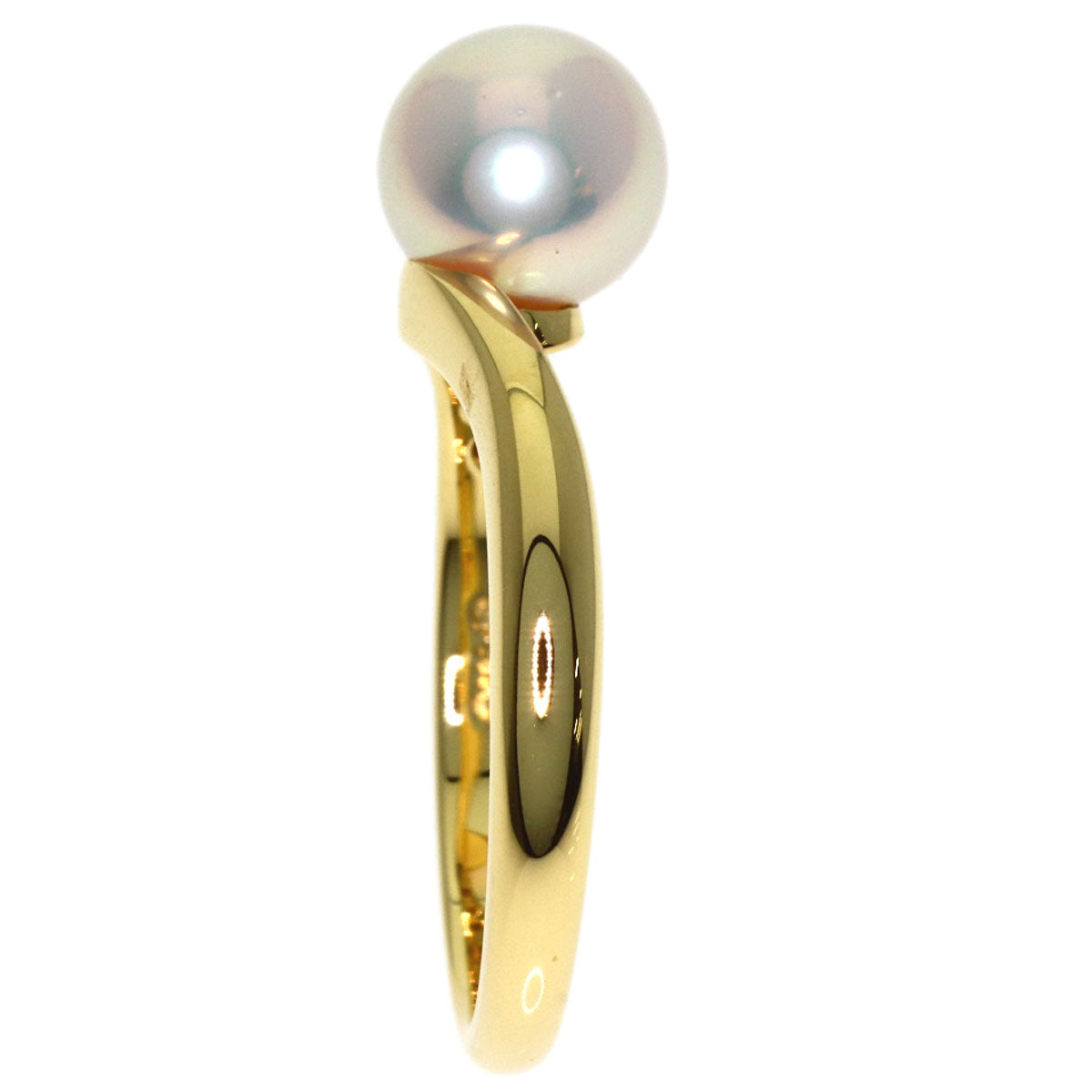 MIKIMOTO Pearl Pearl Diamond Ring K18 Yellow Gold Ladies [Used]