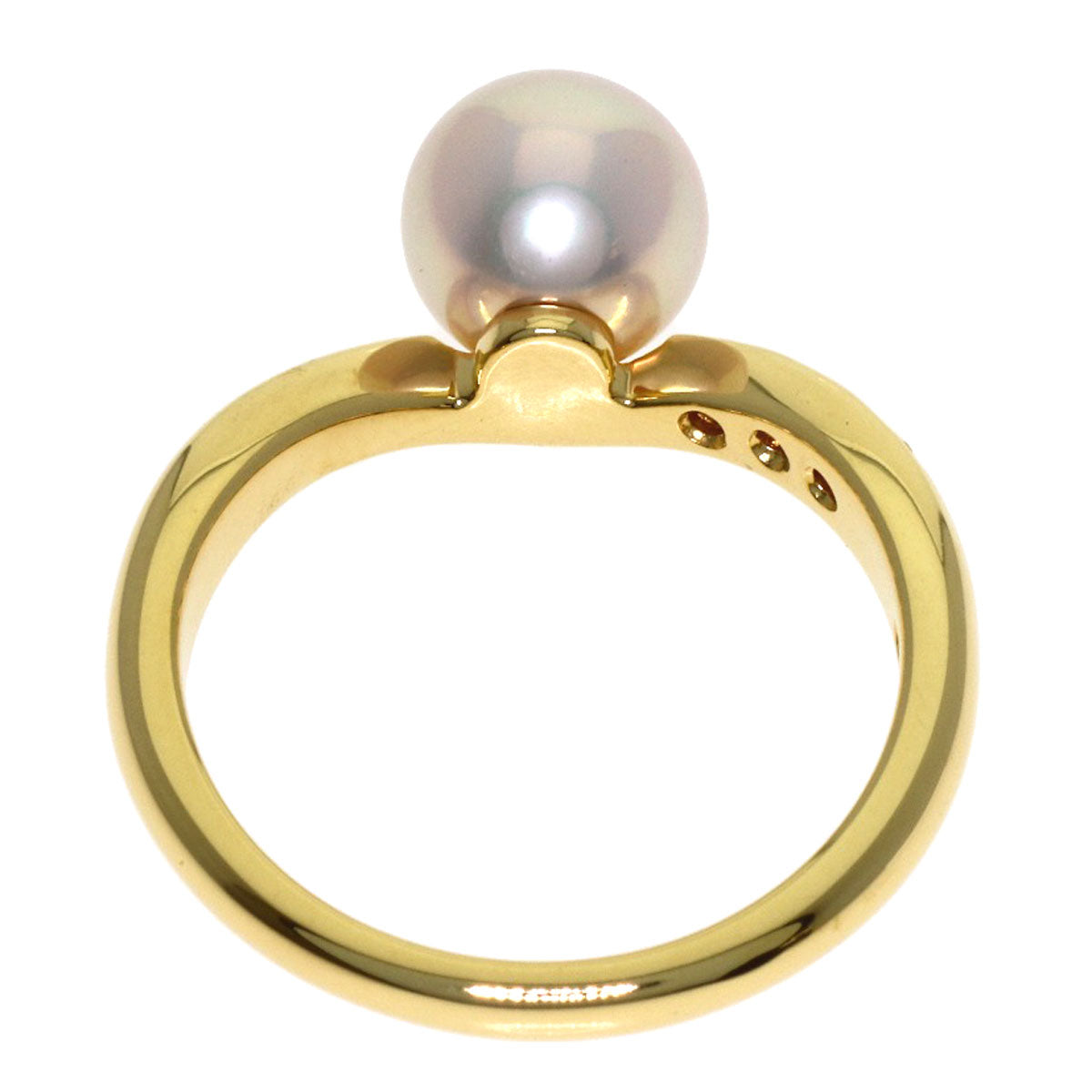 MIKIMOTO Pearl Pearl Diamond Ring K18 Yellow Gold Ladies [Used]