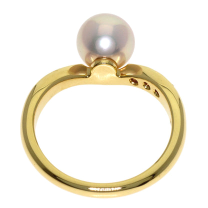 MIKIMOTO Pearl Pearl Diamond Ring K18 Yellow Gold Ladies [Used]