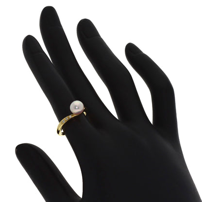MIKIMOTO Pearl Pearl Diamond Ring K18 Yellow Gold Ladies [Used]