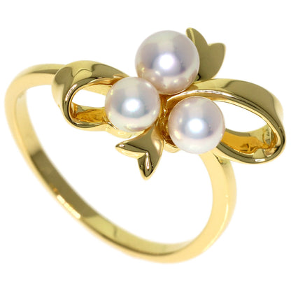 MIKIMOTO Pearl Pearl Ribbon motif Ring K18 Yellow Gold Ladies [Used]
