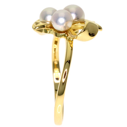 MIKIMOTO Pearl Pearl Ribbon motif Ring K18 Yellow Gold Ladies [Used]