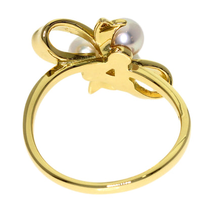 MIKIMOTO Pearl Pearl Ribbon motif Ring K18 Yellow Gold Ladies [Used]