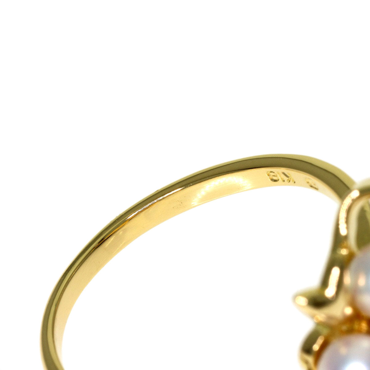 MIKIMOTO Pearl Pearl Ribbon motif Ring K18 Yellow Gold Ladies [Used]