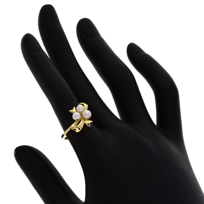 MIKIMOTO Pearl Pearl Ribbon motif Ring K18 Yellow Gold Ladies [Used]