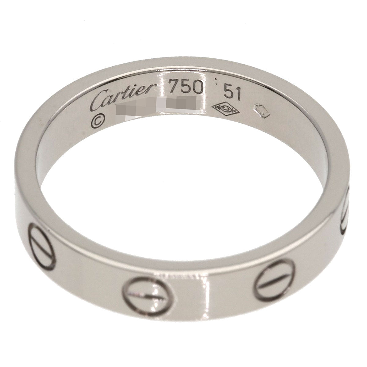 CARTIER mini love ring #51 Ring K18 White Gold Ladies [Used]
