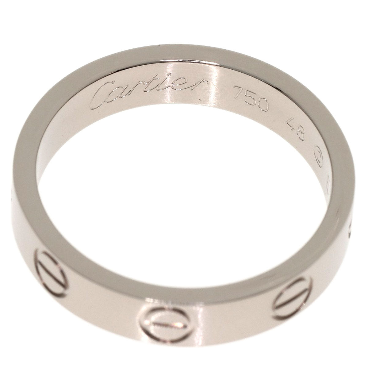 CARTIER mini love ring #48 Ring K18 White Gold Ladies [Used]