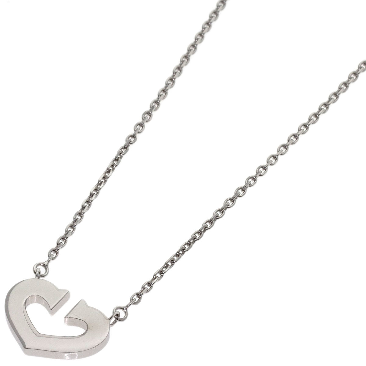 CARTIER C heart Necklace K18 White Gold Ladies [Used]