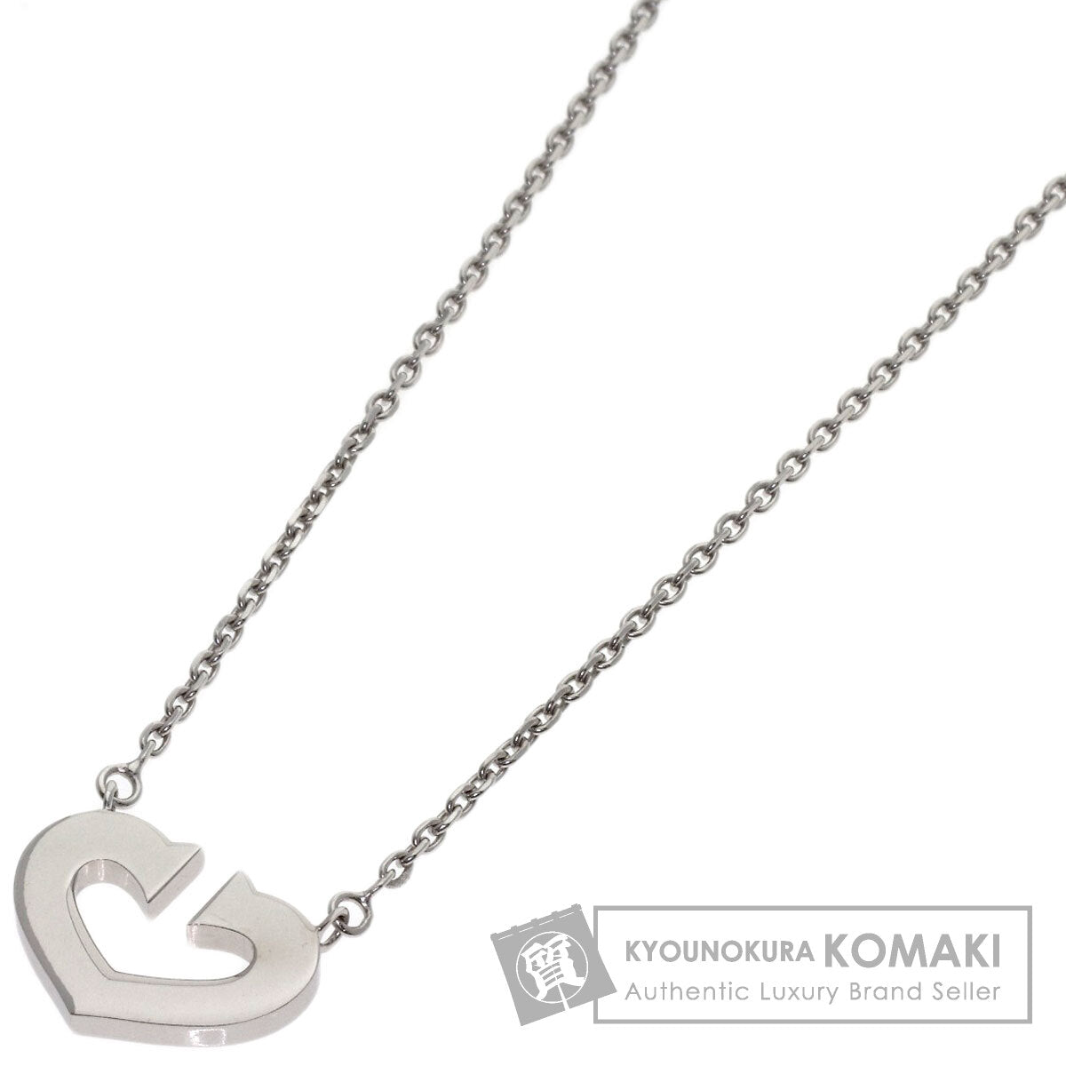 CARTIER C heart Necklace K18 White Gold Ladies [Used]