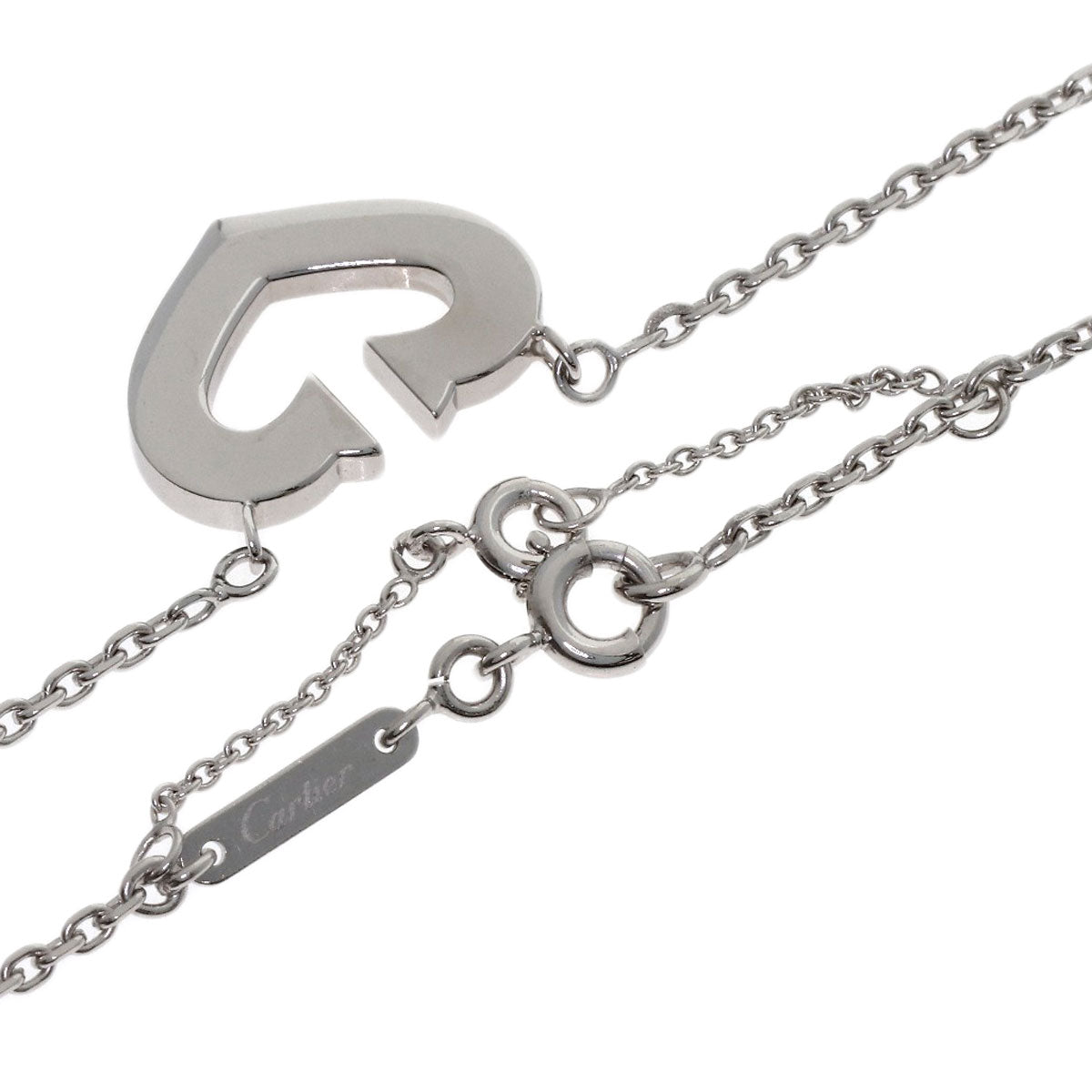 CARTIER C heart Necklace K18 White Gold Ladies [Used]