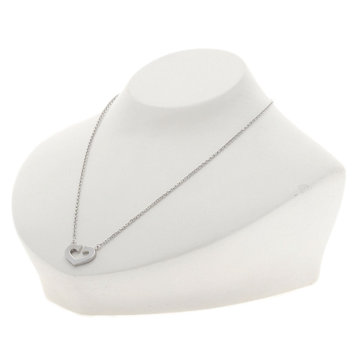 CARTIER C heart Necklace K18 White Gold Ladies [Used]