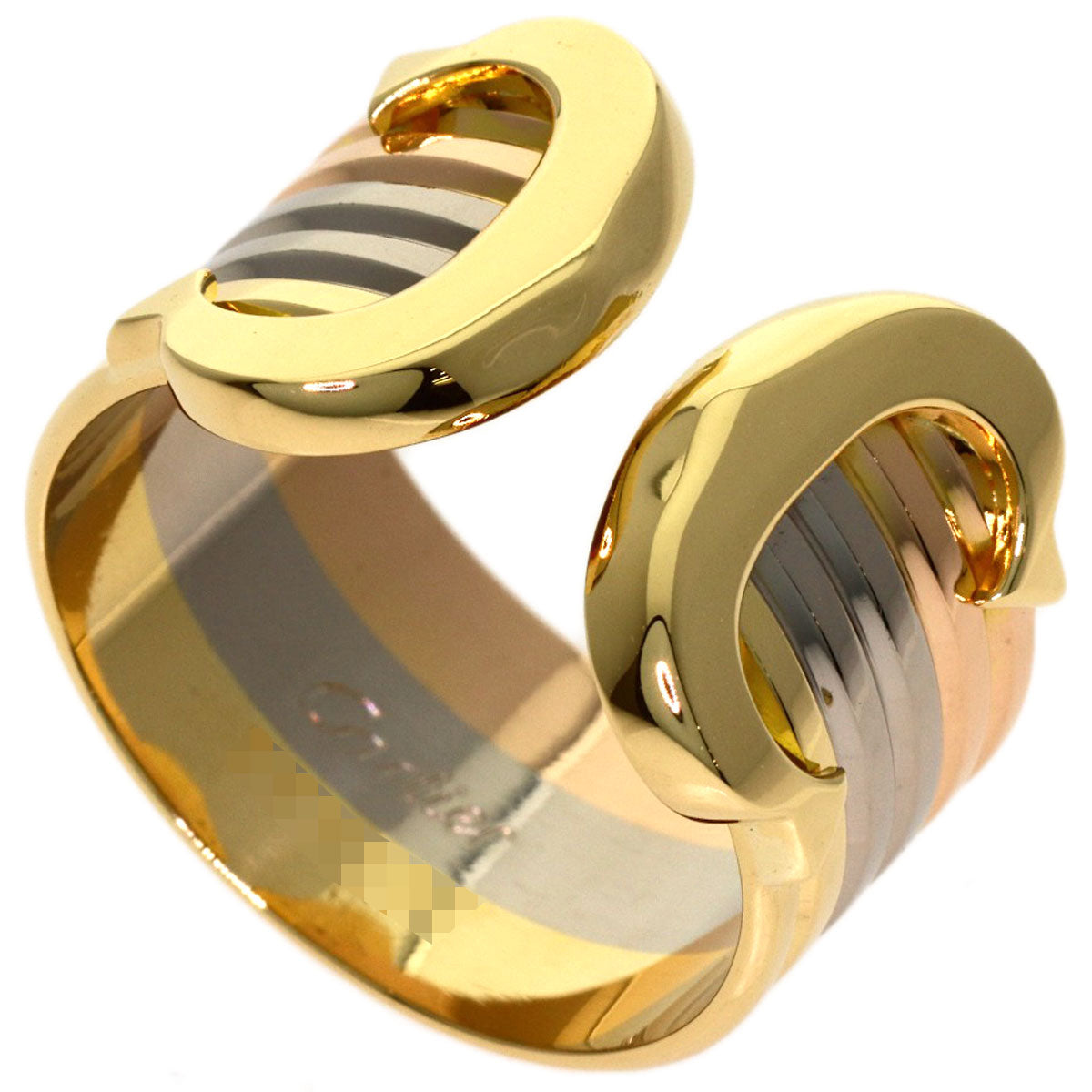 CARTIER 2C Ring LM #48 Ring K18 Yellow Gold K18 White GoldLadies [Used]