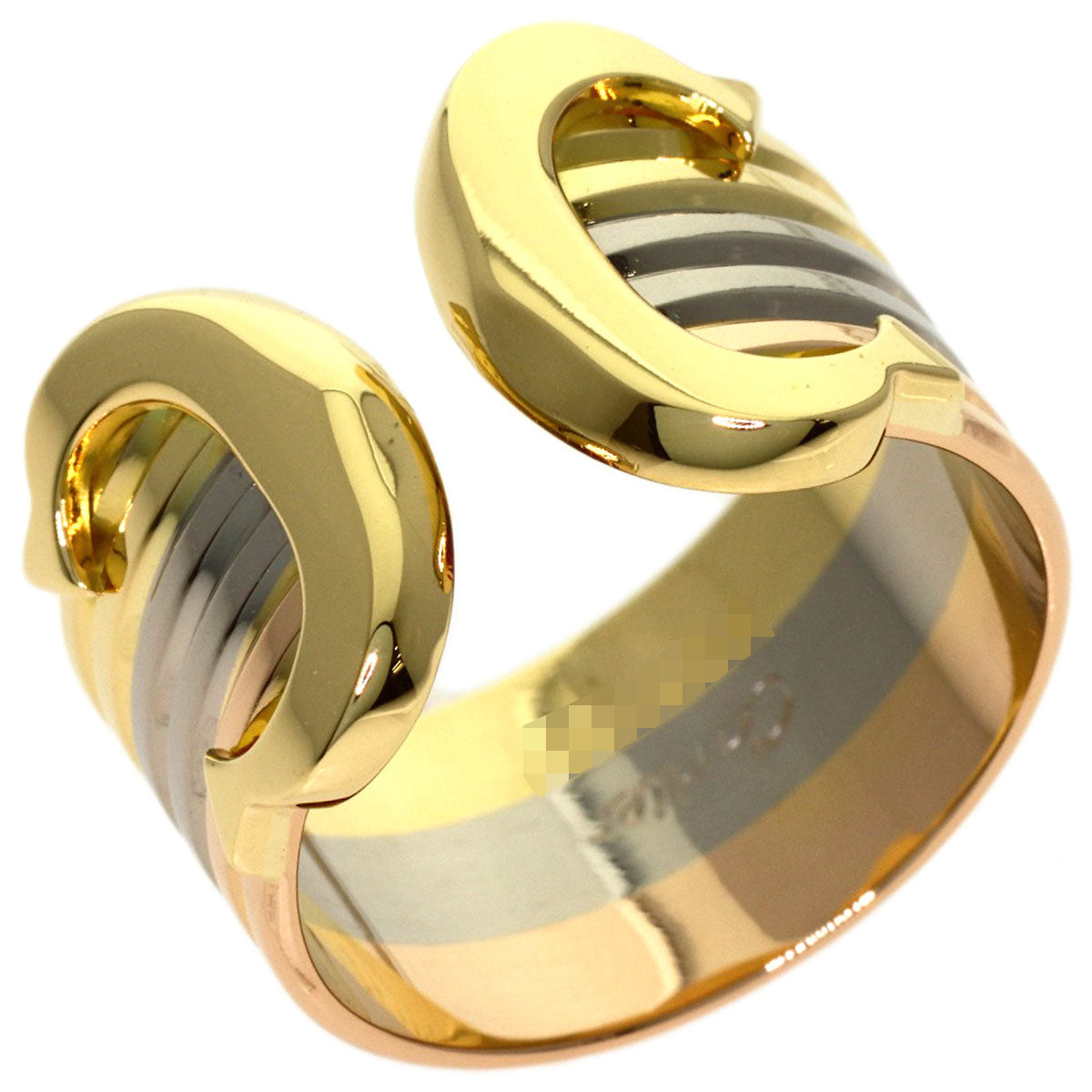 CARTIER 2C Ring LM #48 Ring K18 Yellow Gold K18 White GoldLadies [Used]