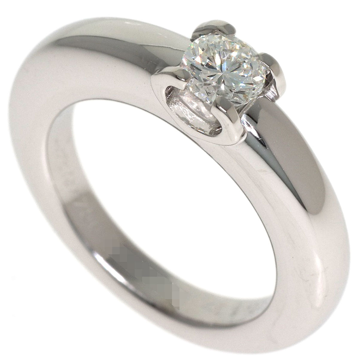 CARTIER C Dou Solitaire Diamond #46 Ring K18 White Gold Ladies [Used]