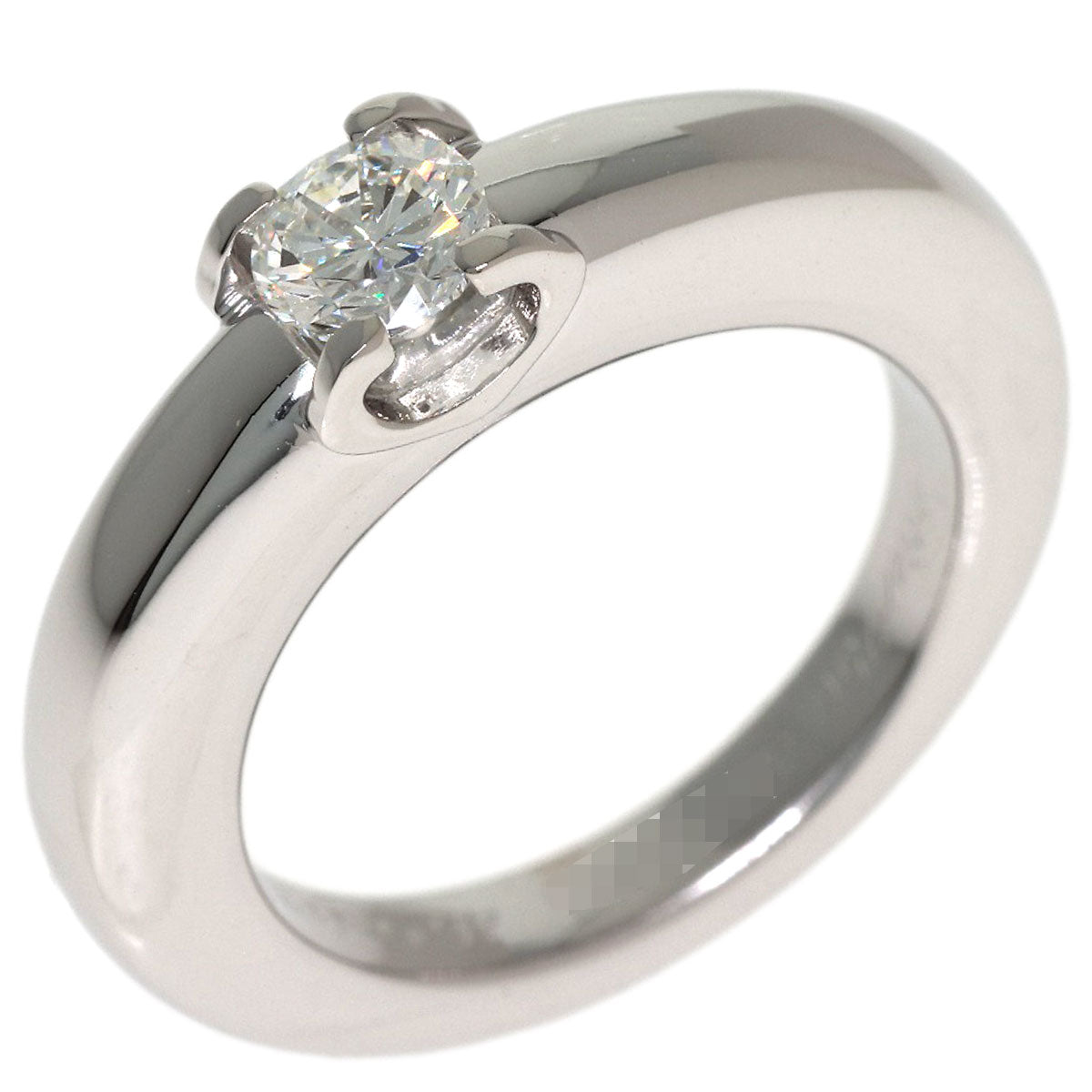 CARTIER C Dou Solitaire Diamond #46 Ring K18 White Gold Ladies [Used]