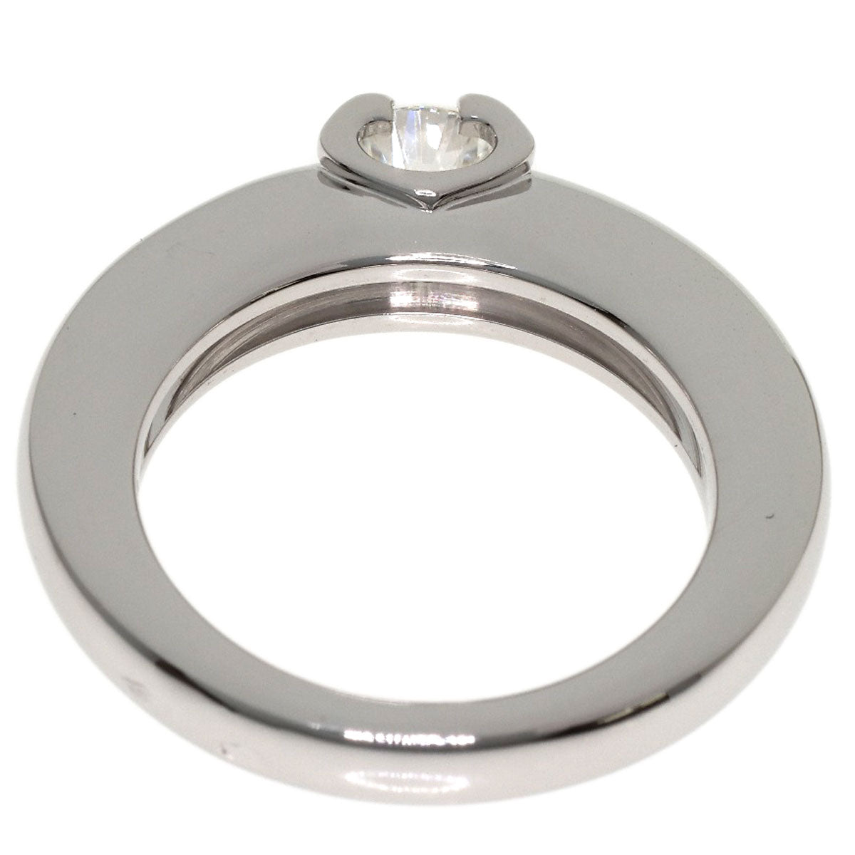 CARTIER C Dou Solitaire Diamond #46 Ring K18 White Gold Ladies [Used]