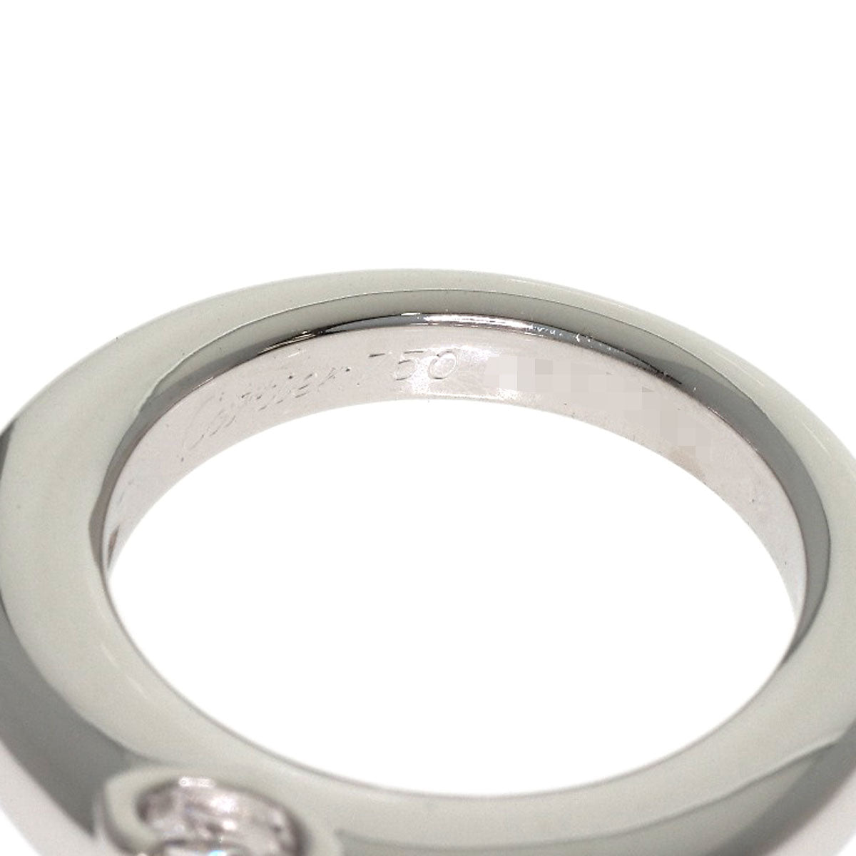 CARTIER C Dou Solitaire Diamond #46 Ring K18 White Gold Ladies [Used]