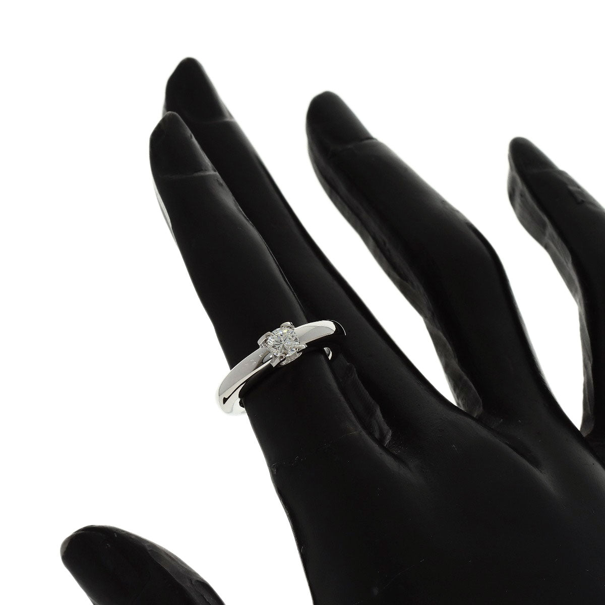 CARTIER C Dou Solitaire Diamond #46 Ring K18 White Gold Ladies [Used]